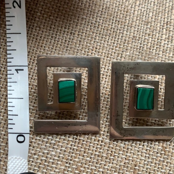 Sterling Malachite Earrings - Picture 3 of 4